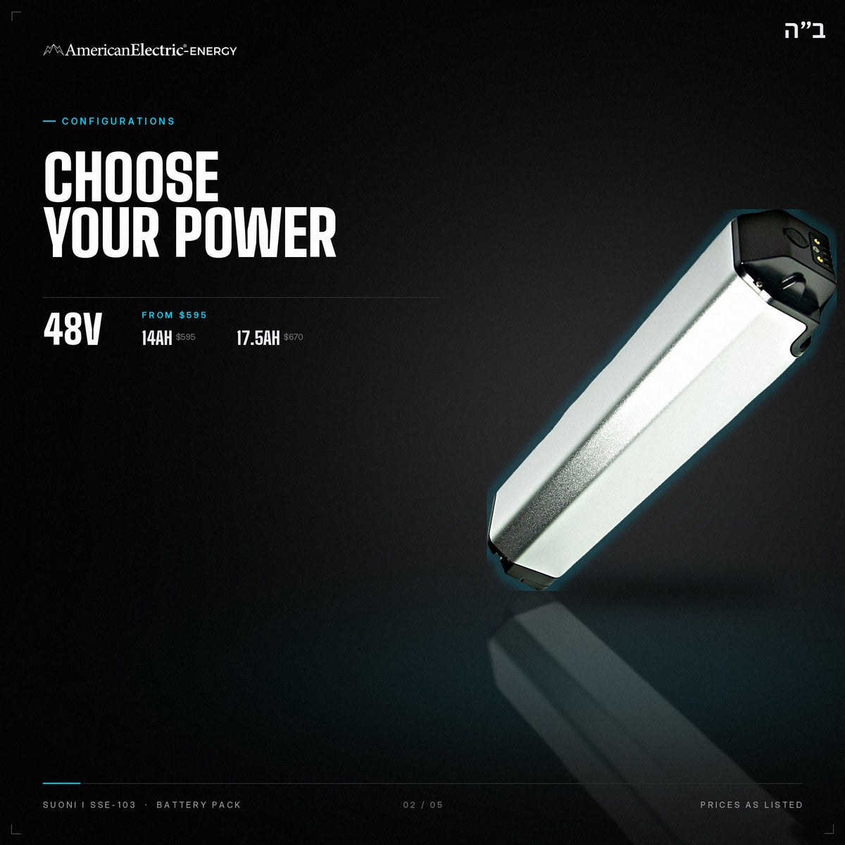 Suoni I SSE-103 Battery Pack: configurations, 48V, capacities and prices