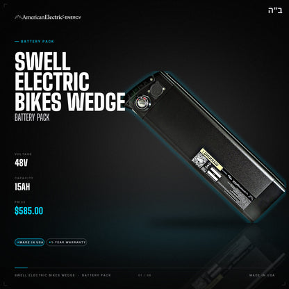 Swell Electric Bikes Wedge Battery Pack: 48V 15AH battery pack, $585