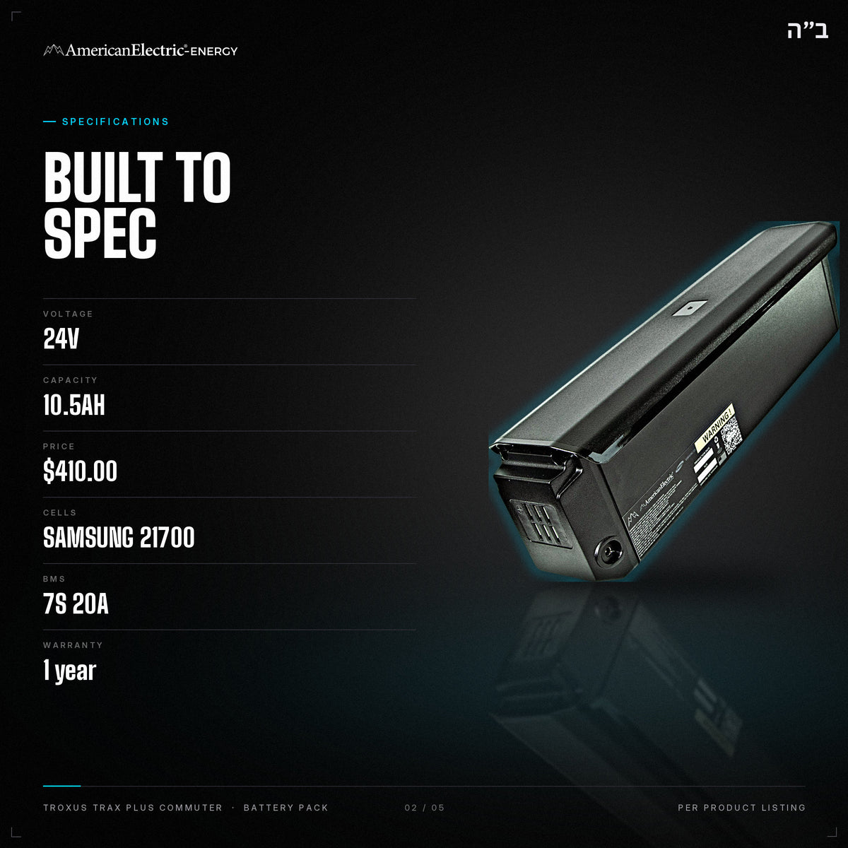 Troxus Trax Plus Commuter Battery Pack: specifications, 24V 10.5AH